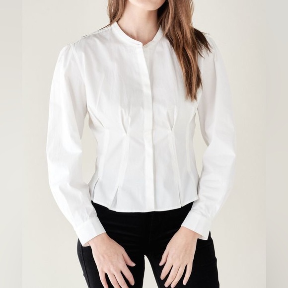 Anine Bing Tops - Anine Bing Victoria Pleated Cotton-poplin Blouse NWT Large